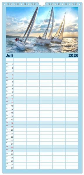 Produktbild: Familienplaner 2026 - Leidenschaft Segeln mit 5 Spalten (Wandkalender, 21 x 45 cm) CALVENDO