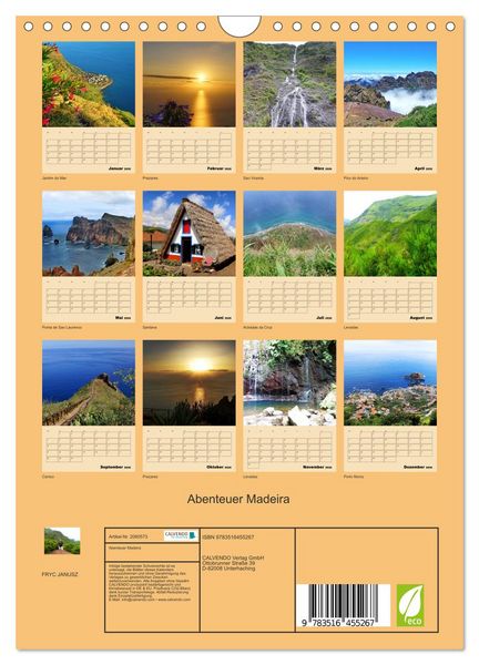 Produktbild: Abenteuer Madeira (Wandkalender 2026 DIN A4 hoch), CALVENDO Monatskalender
