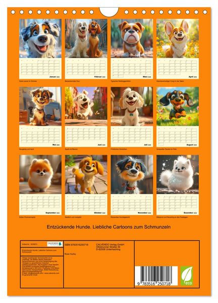 Produktbild: Entz&uuml;ckende Hunde. Liebliche Cartoons zum Schmunzeln (Wandkalender 2026 DIN A4 hoch), CALVENDO Monatskalender