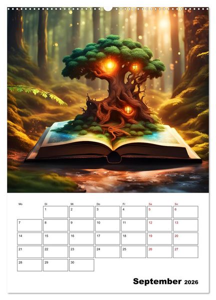 Produktbild: Magische surreale Buchwelten (Wandkalender 2026 DIN A2 hoch), CALVENDO Monatskalender