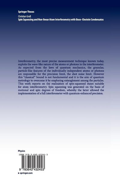 Produktbild: Spin Squeezing and Non-linear Atom Interferometry with Bose-Einstein Condensates