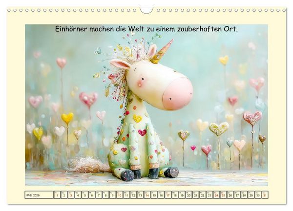 Produktbild: Einhornzauber. Liebliche Unicorn-Weisheiten (Wandkalender 2026 DIN A3 quer), CALVENDO Monatskalender