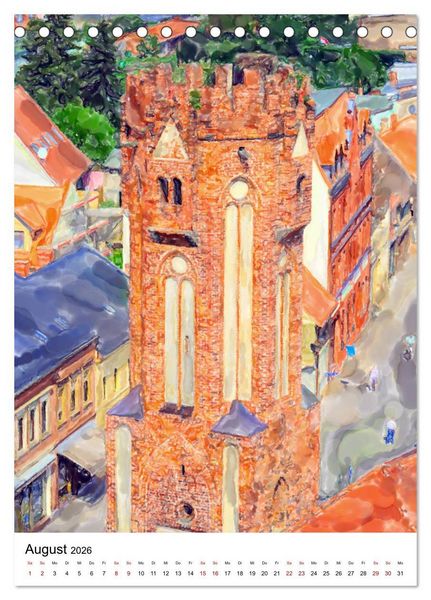 Produktbild: Tangerm&uuml;nde - Illustrationen der Stadt an der Elbe (Tischkalender 2026 DIN A5 hoch), CALVENDO Monatskalender