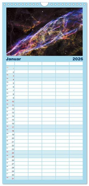 Produktbild: Familienplaner 2026 - Der Weltraum. Gasnebel und Galaxien mit 5 Spalten (Wandkalender, 21 x 45 cm) CALVENDO