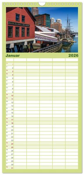 Produktbild: Familienplaner 2026 - Stadtansichten aus Boston mit 5 Spalten (Wandkalender, 21 x 45 cm) CALVENDO