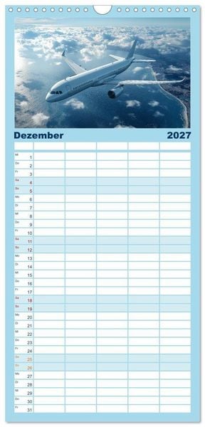Produktbild: Familienplaner 2027 - Flugzeugkalender - Die sch&ouml;nsten Passagiermaschinen mit 5 Spalten (Wandkalender, 21 x 45 cm) CALVENDO