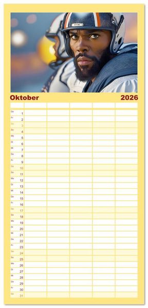 Produktbild: Familienplaner 2026 - American Football - im Team zum Sieg mit 5 Spalten (Wandkalender, 21 x 45 cm) CALVENDO