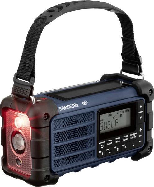 Produktbild: Sangean MMR-99 DAB+ Blue Outdoorradio DAB+, DAB, UKW Notfallradio, Bluetooth&reg; Solarpanel, spritzwassergesch&uuml;tzt, staubdicht, Taschenlampe Blau
