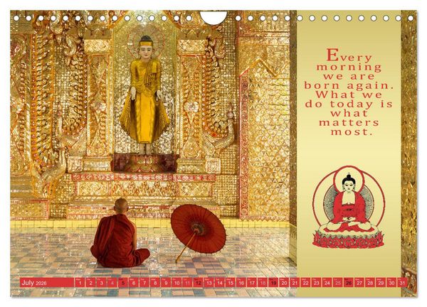 Produktbild: BUDDHIST WISDOMS - THE RED UMBRELLA (Wall Calendar 2026 DIN A4 landscape), CALVENDO 12 Month Wall Calendar