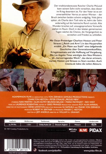 Produktbild: Ein Mann aus Stahl (Proud Men) / Hervorragender Neo-Western mit Oscar-Preistr&auml;ger Charlton Heston und Peter Strauss (Pidax Western-Klassiker)