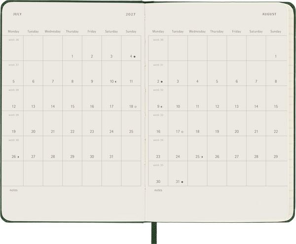 Produktbild: Moleskine 12 Monate Tageskalender 2027, Pocket/A6, 1 Tag = 1 Seite, Fester Einband, Myrtengr&uuml;n