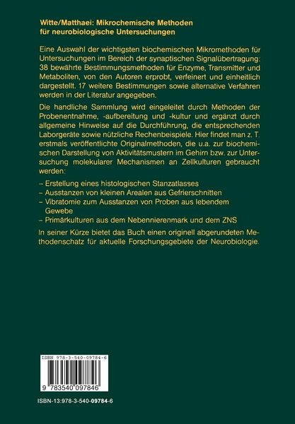 Produktbild: Mikrochemische Methoden f&uuml;r neurobiologische Untersuchungen