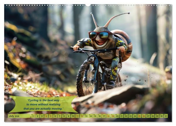 Produktbild: Funny charming animals on a bicycle (High Quality Premium Wall Calendar 2026 DIN A2 landscape),CALVENDO 12 Month Wall Calendar