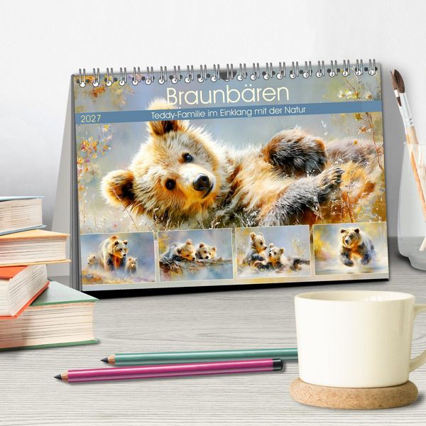 Produktbild: Braunb&auml;ren. Teddy-Familie im Einklang mit der Natur (Tischkalender 2027 DIN A5 quer), CALVENDO Monatskalender