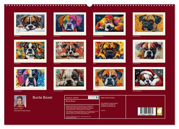 Produktbild: Bunte Boxer (hochwertiger Premium Wandkalender 2026 DIN A2 quer), Kunstdruck in Hochglanz