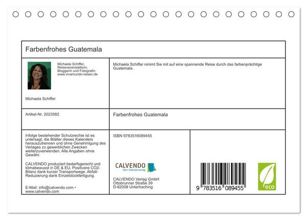 Produktbild: Farbenfrohes Guatemala (Tischkalender 2026 DIN A5 quer), CALVENDO Monatskalender