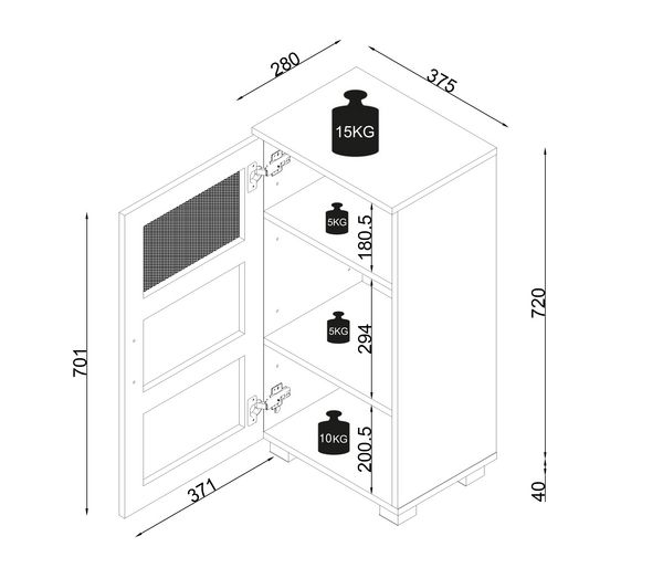 Produktbild: Holz Badschrank Midischrank Nilari 70 x 38 x 28 cm