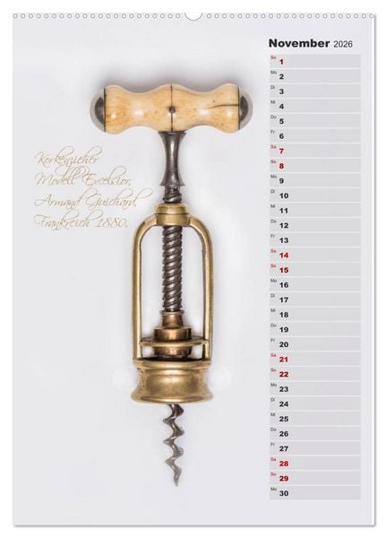 Produktbild: Emotionale Momente: Korkenzieher - geniales Alltagswerkzeug. Planer. (hochwertiger Premium Wandkalender 2026 DIN A2 hoch), Kunstdruck in Hochglanz