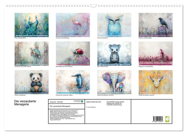 Produktbild: Die verzauberte Menagerie (Wandkalender 2026 DIN A2 quer), CALVENDO Monatskalender