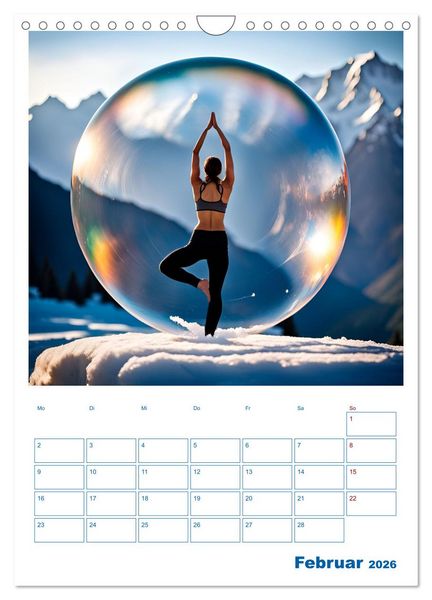 Produktbild: Yoga-Globetrotter: KI-Reisen in Seifenblasen. Ein Jahr der Harmonie an den sch&ouml;nsten Orten der Welt (Wandkalender 2026 DIN A4 hoch), CALVENDO Monatskalender