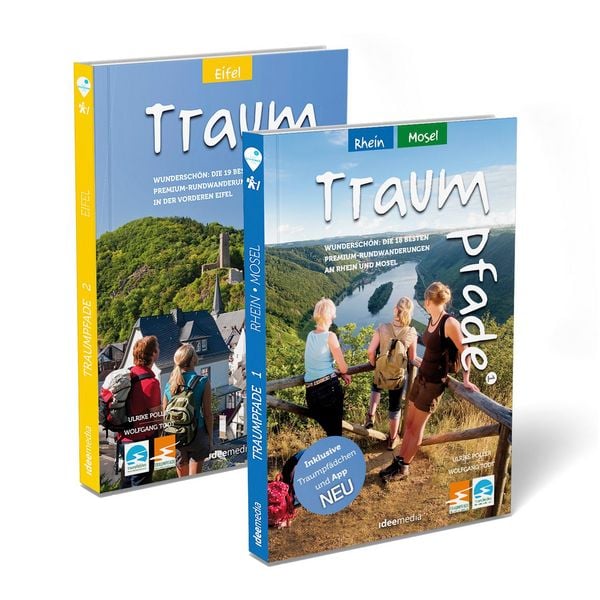 Produktbild: Traumpfade Geschenk-Set. Zwei B&auml;nde mit 41 Top-Touren an Rhein, Mosel und in der Eifel. Detail-Karten, GPS-Daten und H&ouml;henprofile.
