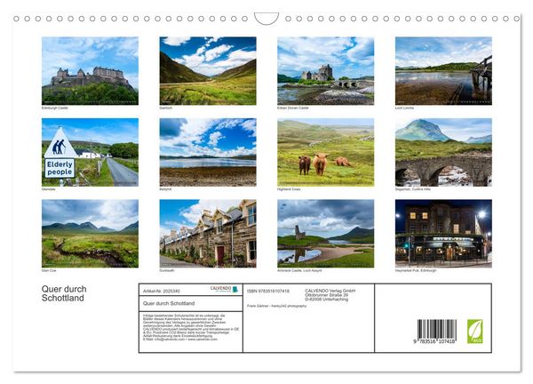 Produktbild: Quer durch Schottland (Wandkalender 2026 DIN A3 quer), CALVENDO Monatskalender