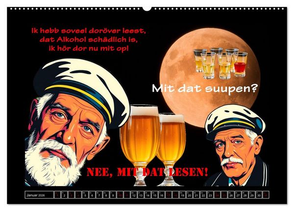 Produktbild: Plattd&uuml;tsche Cartoons (hochwertiger Premium Wandkalender 2026 DIN A2 quer), Kunstdruck in Hochglanz
