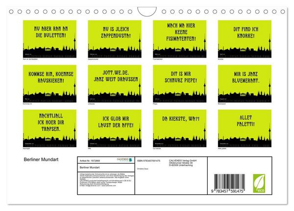 Produktbild: Berliner Mundart (Wandkalender 2026 DIN A4 quer), CALVENDO Monatskalender