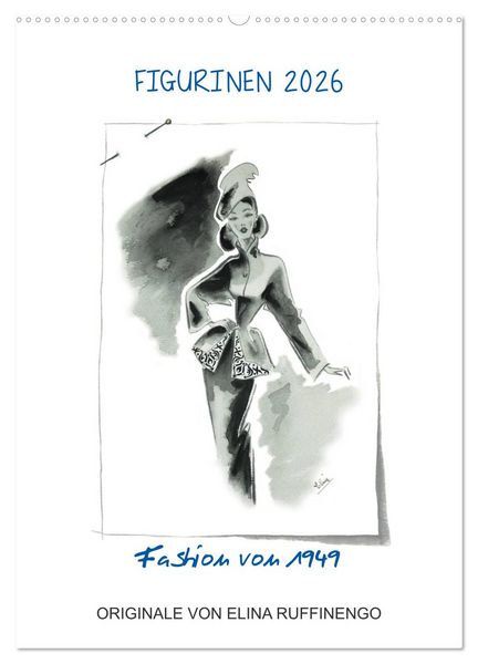 Produktbild: FIGURINEN 2026 - Fashion von 1949 - Originale von Elina Ruffinengo (Wandkalender 2026 DIN A2 hoch), CALVENDO Monatskalender