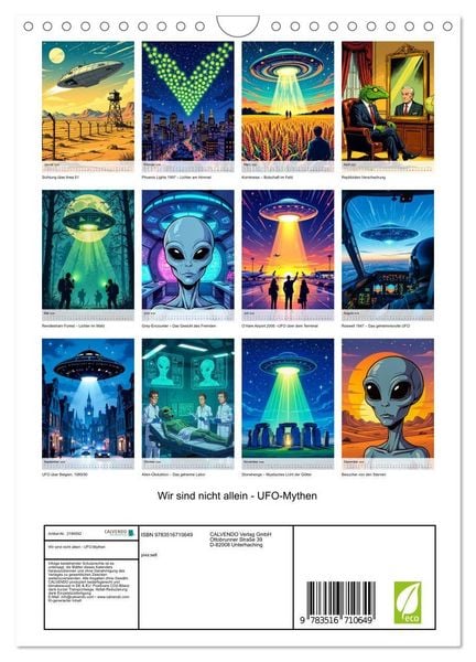 Produktbild: Wir sind nicht allein - UFO-Mythen (Wandkalender 2026 DIN A4 hoch), CALVENDO Monatskalender
