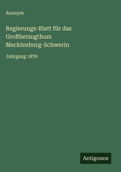 Produktbild: Regierungs-Blatt f&uuml;r das Gro&szlig;herzogthum Mecklenburg-Schwerin