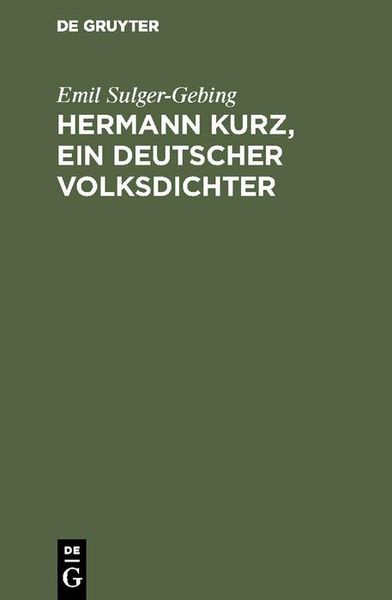 Produktbild: Hermann Kurz, ein deutscher Volksdichter