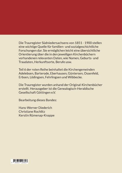 Produktbild: Trauregister aus den Kirchenb&uuml;chern S&uuml;dniedersachsens 1851 - 1900