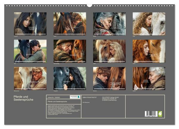 Produktbild: Pferde und Seelenspr&uuml;che (Wandkalender 2026 DIN A2 quer), CALVENDO Monatskalender