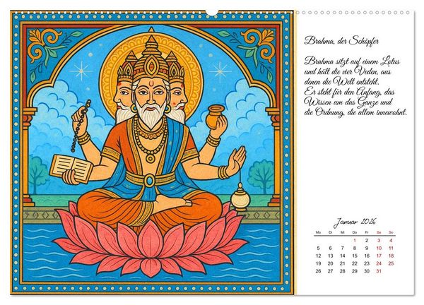 Produktbild: G&ouml;tterwelten des Hinduismus (hochwertiger Premium Wandkalender 2026 DIN A2 quer), Kunstdruck in Hochglanz