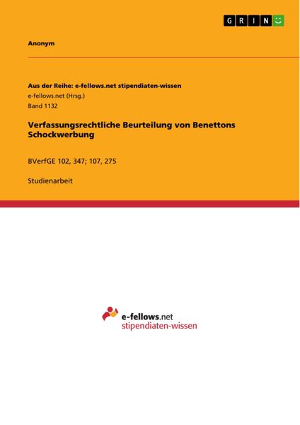 Produktbild: Verfassungsrechtliche Beurteilung von Benettons Schockwerbung
