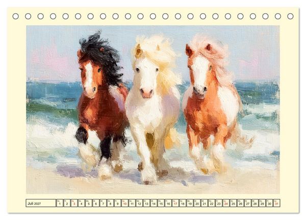 Produktbild: Zauberhafte Ponys. Kleine Pferdchen in lieblicher &Ouml;loptik (Tischkalender 2027 DIN A5 quer), CALVENDO Monatskalender