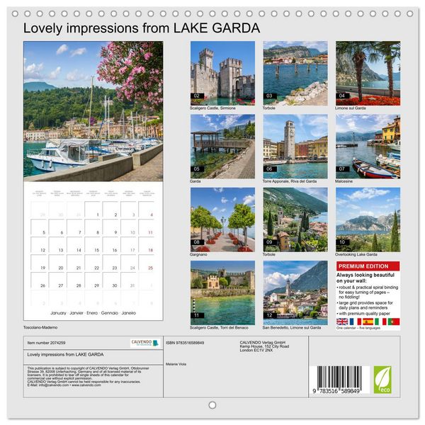 Produktbild: Lovely impressions from LAKE GARDA (Wall Calendar 2026 12 &times; 12 Inch) CALVENDO 12 Month Wall Calendar