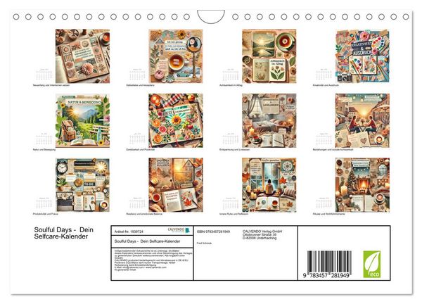 Produktbild: Soulful Days - Dein Selfcare-Kalender (Wandkalender 2026 DIN A4 quer), CALVENDO Monatskalender