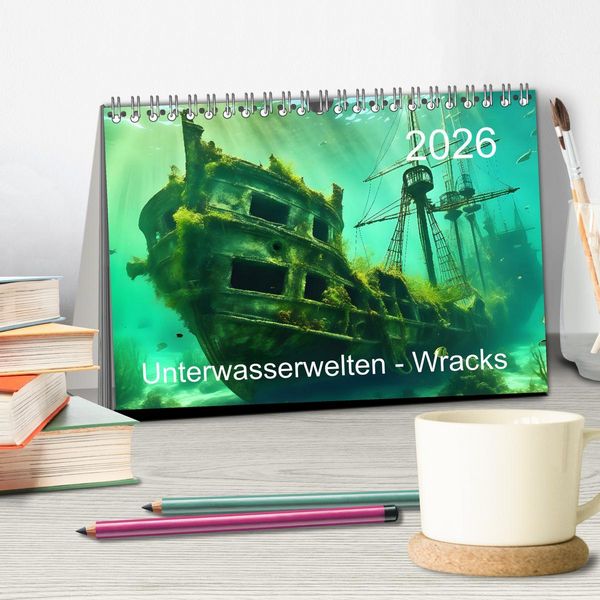 Produktbild: Unterwasserwelt der Wracks 2026 (Tischkalender 2026 DIN A5 quer), CALVENDO Monatskalender