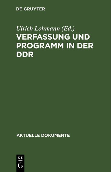 Produktbild: Verfassung und Programm in der DDR