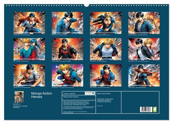Produktbild: Manga Action Heroes (Wandkalender 2026 DIN A2 quer), CALVENDO Monatskalender
