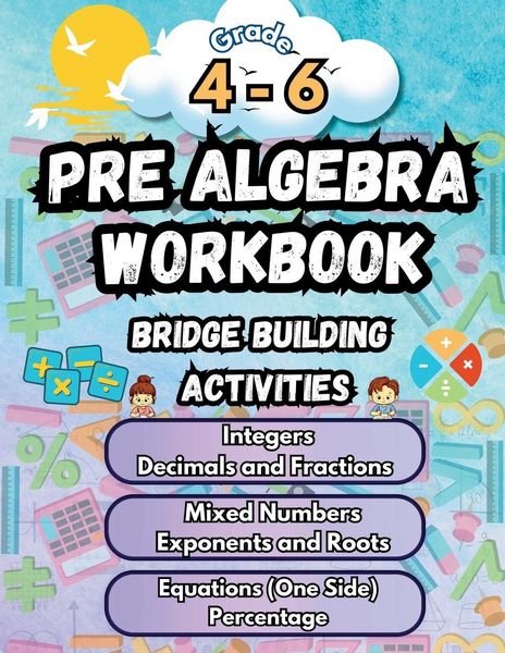 Produktbild: Summer Math Pre Algebra Workbook Grade 4-6 Bridge Building Activities