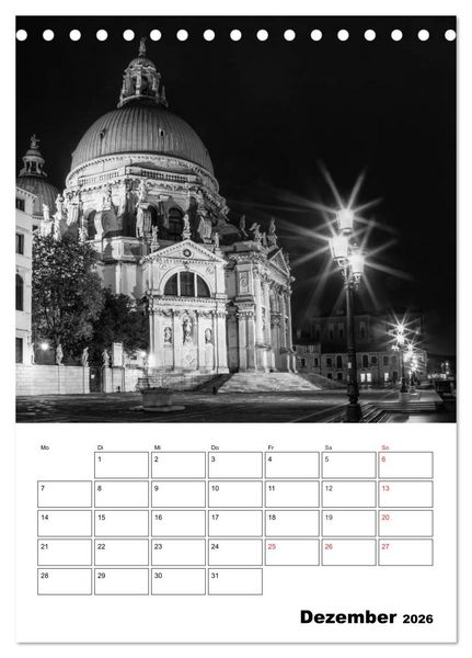 Produktbild: MONOCHROMES VENEDIG Klassische Momente (Tischkalender 2026 DIN A5 hoch), CALVENDO Monatskalender