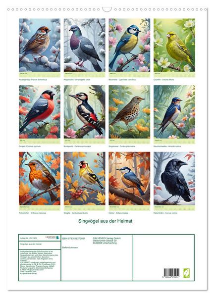 Produktbild: Singv&ouml;gel aus der Heimat (Wandkalender 2026 DIN A2 hoch), CALVENDO Monatskalender