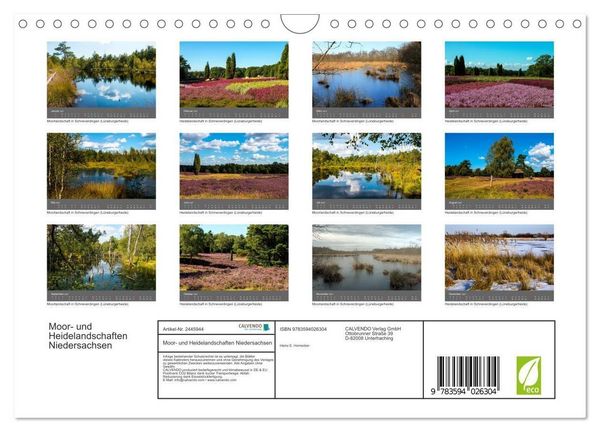 Produktbild: Moor- und Heidelandschaften Niedersachsen (Wandkalender 2027 DIN A4 quer), CALVENDO Monatskalender