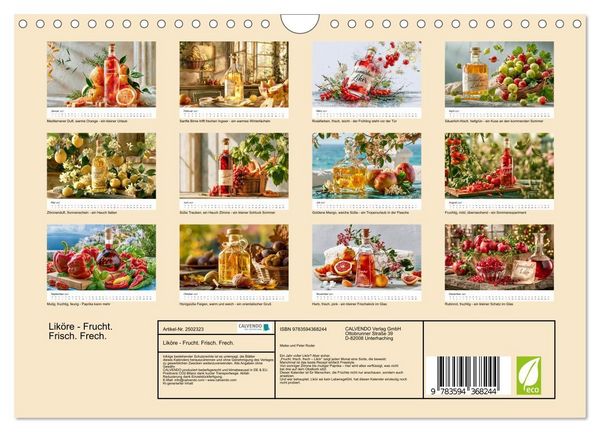 Produktbild: Lik&ouml;re - Frucht. Frisch. Frech. (Wandkalender 2027 DIN A4 quer), CALVENDO Monatskalender