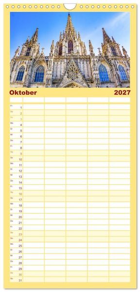 Produktbild: Familienplaner 2027 - Barcelona - Stadt der Kunstwerke und Architektur mit 5 Spalten (Wandkalender, 21 x 45 cm) CALVENDO
