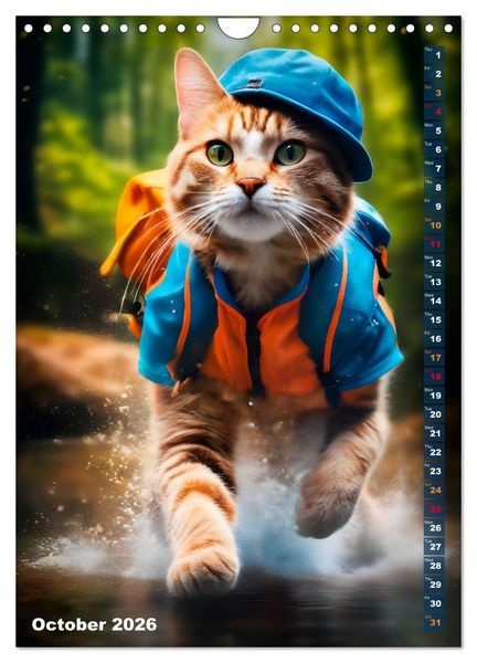 Produktbild: Outdoor sports for cats (Wall Calendar 2026 DIN A4 portrait), CALVENDO 12 Month Wall Calendar