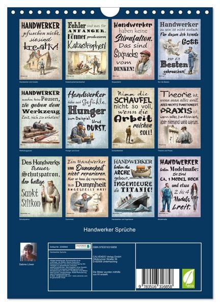 Produktbild: Handwerker Spr&uuml;che (Wandkalender 2026 DIN A4 hoch), CALVENDO Monatskalender